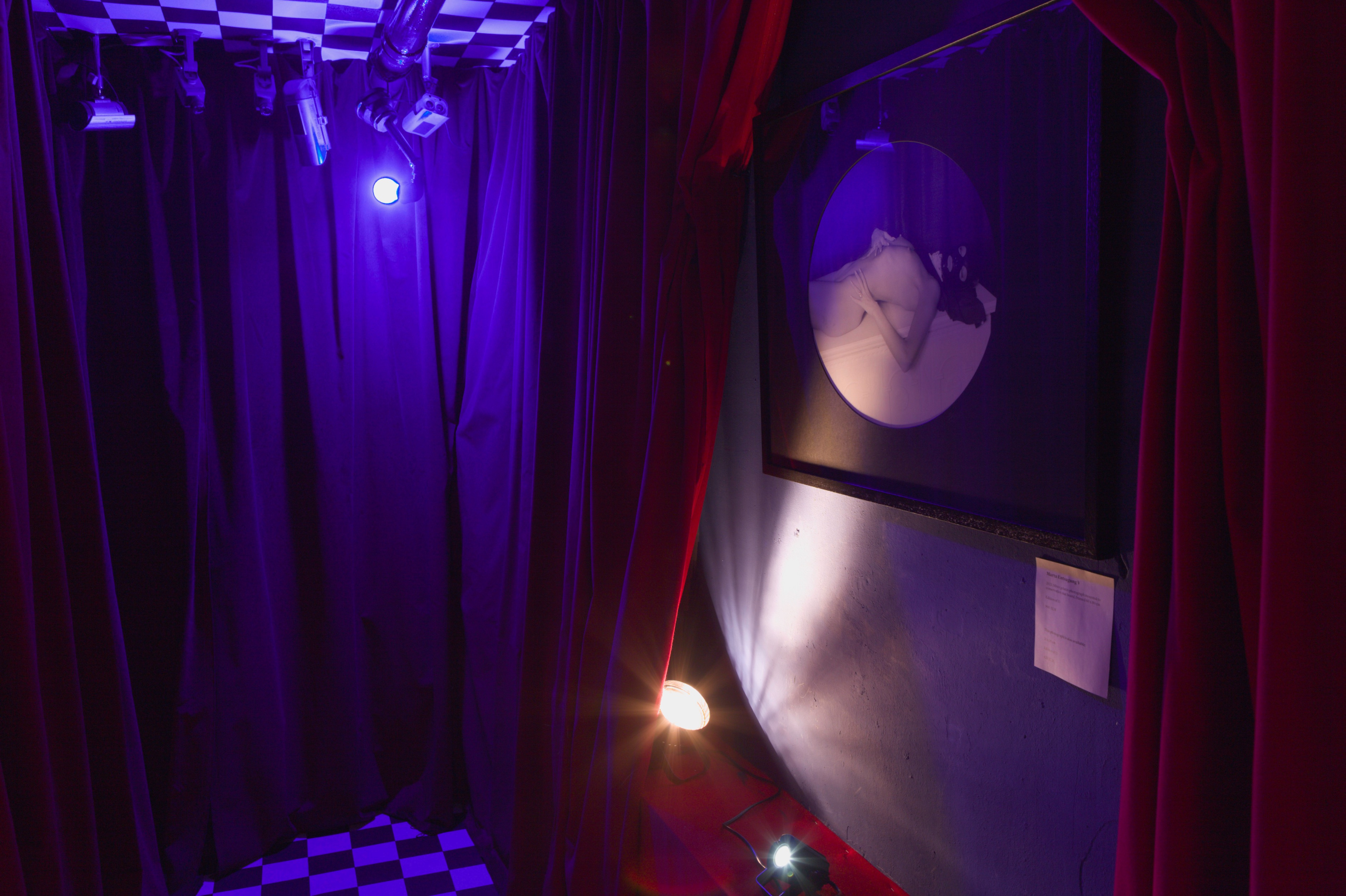 Installation view from photographic art exhibition at Redrum Art Bar, Berlin, Germany. Marta Entsagung V, 2024.