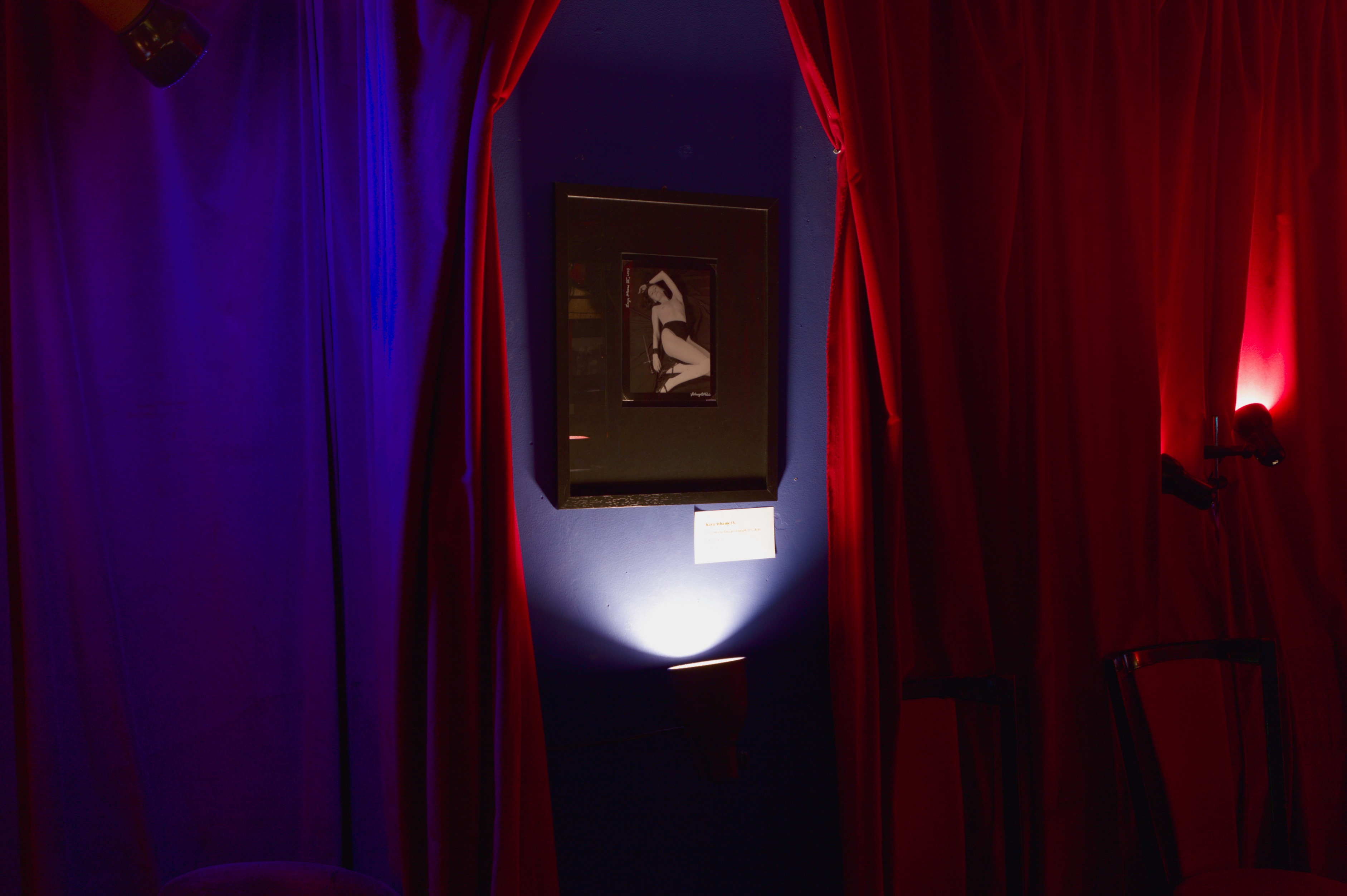 Installation view from photographic art exhibition at Redrum Art Bar, Berlin, Germany. Kaya Athame IV, 2023.