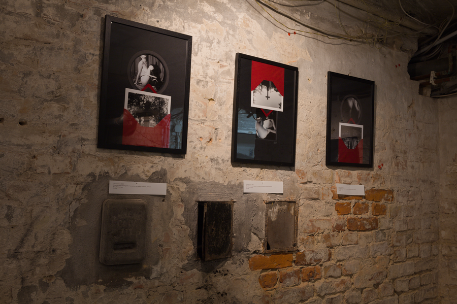Installation view from photographic art exhibition at Pandora Art Gallery, Berlin, Germany. Corpus/Cross II, Corpus/Cross I, Corpus/Cross III.