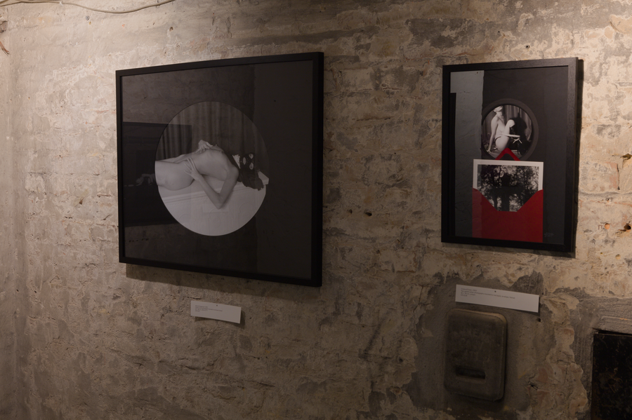 Installation view from photographic art exhibition at Pandora Art Gallery, Berlin, Germany. Marta Entsagung V and Corpus/Cross II. 